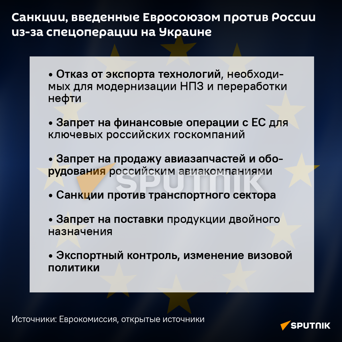 Санкции, введенные Евросоюзом против России из-за спецоперации на Украине - Sputnik Латвия