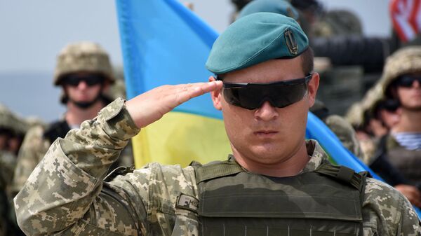 Военнослужащий армии Украины на открытии международных военных учений Достойный партнер-2018 под эгидой НАТО в Грузии. - Sputnik Латвия