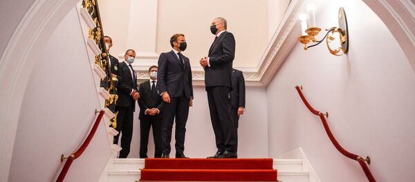 Встреча президента Литвы Гитанаса Науседы с президентом Франции Эмманюэлем Макроном - Sputnik Латвия