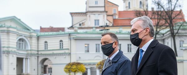 Президенты Польши и Литвы Анджей Дуда и Гитанас Науседа Президенты Польши и Литвы Анджей Дуда и Гитанас Науседа - Sputnik Latvija