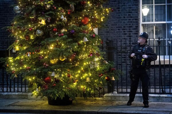 Полицейский у рождественской елки в Лондоне  - Sputnik Латвия