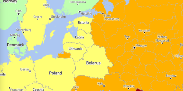 Латвия - в желтой зоне: опубликована карта мира для любителей путешествий Латвия - в желтой зоне: опубликована карта мира для любителей путешествий - Sputnik Латвия