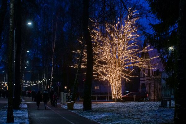 Карета императрицы и парад ангелов: в Огре праздничная иллюминация работает до 30 января Карета императрицы и парад ангелов: в Огре праздничная иллюминация работает до 30 января - Sputnik Латвия
