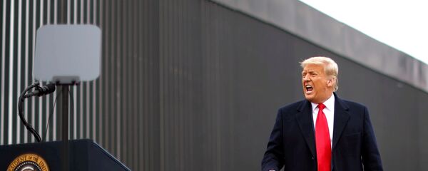 Президент США Дональд Трамп во время посещения пограничной стены между США и Мексикой в Аламо, штат Техас Президент США Дональд Трамп во время посещения пограничной стены между США и Мексикой в Аламо, штат Техас - Sputnik Latvija