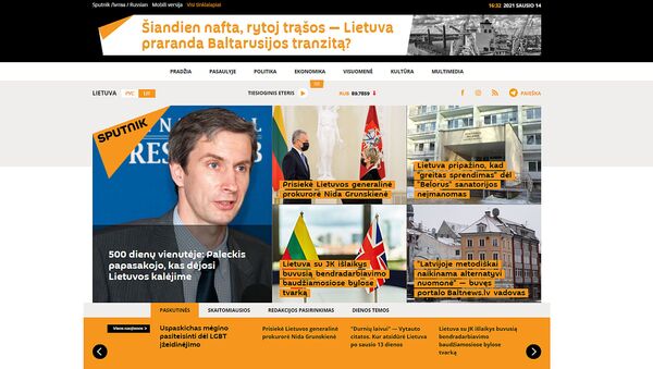 Скриншот главной страницы Sputnik Литва на литовском языке - Sputnik Latvija