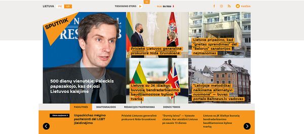 Скриншот главной страницы Sputnik Литва на литовском языке Скриншот главной страницы Sputnik Литва на литовском языке - Sputnik Latvija