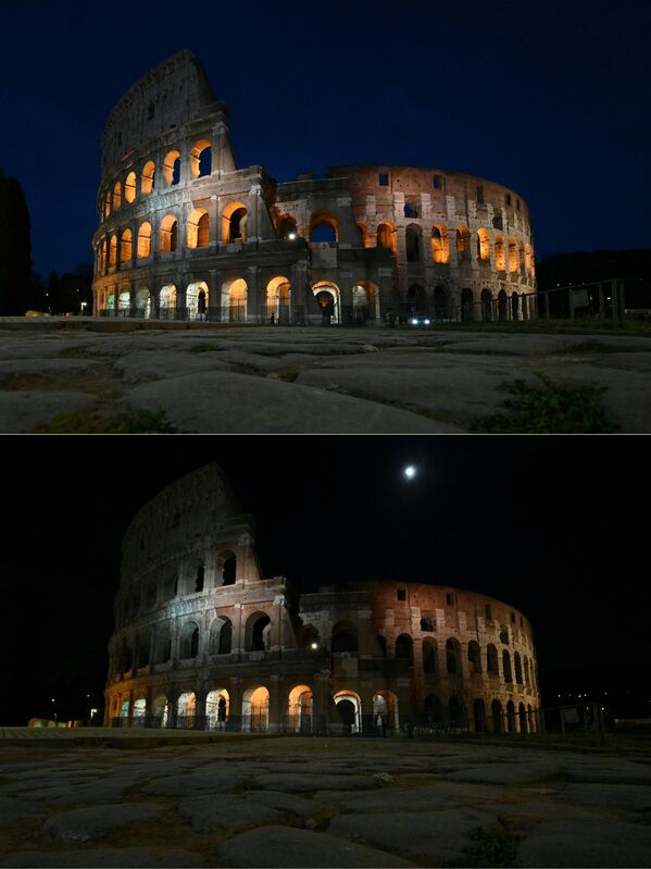 Fotogrāfijas pirms un pēc akcijas Zemes stunda Romā - Sputnik Latvija