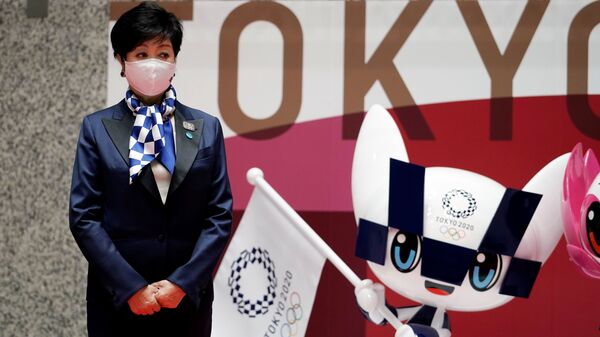 Мэр Токио Юрико Коикэ на мероприятии по случаю 100 дней до Олийписких игр в Токио  - Sputnik Латвия