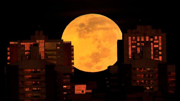 Лунное затмение на рассвете в Бразилии - Sputnik Латвия