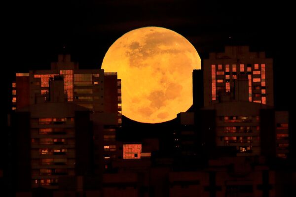 Лунное затмение на рассвете в Бразилии. - Sputnik Латвия