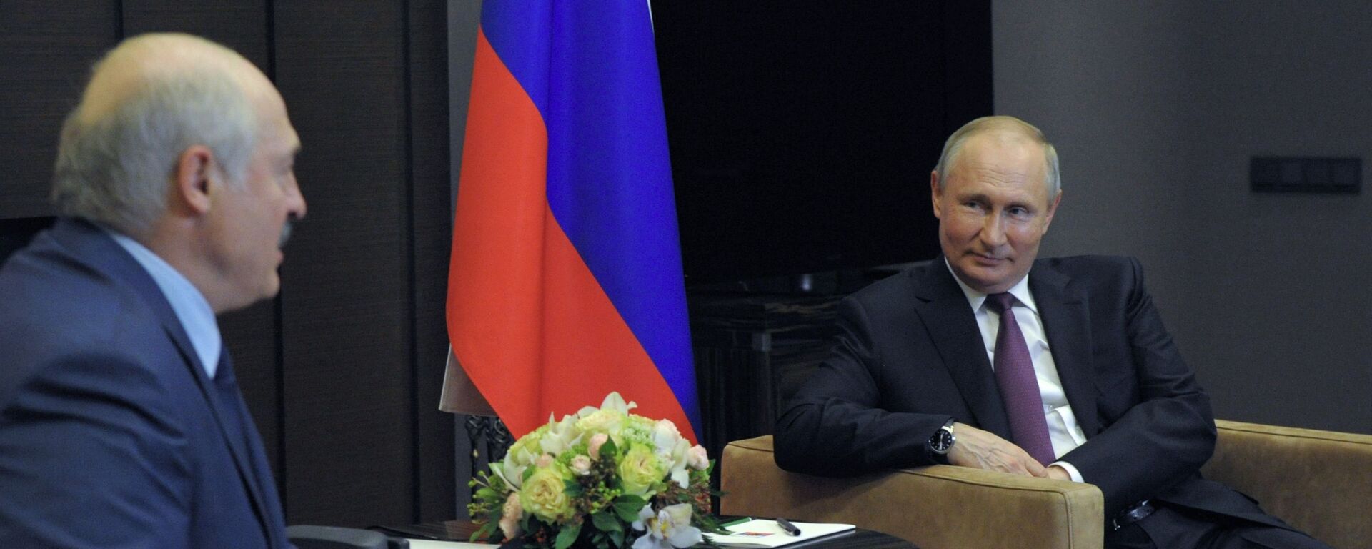 Президент РФ Владимир Путин и президент Беларуси Александр Лукашенко (слева) во время встречи в Сочи, 28 мая 2021 - Sputnik Латвия, 1920, 28.05.2021
