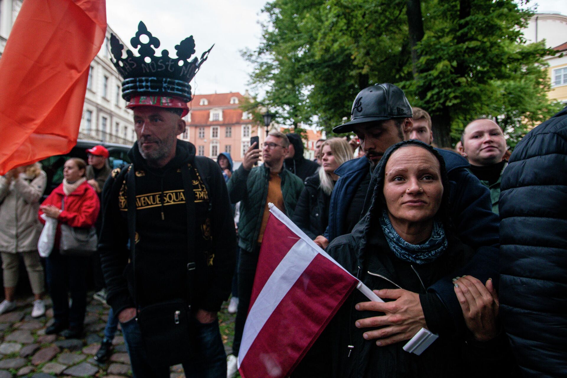 Акция протеста против обязательной вакцинации в Риге, 18 августа - Sputnik Латвия, 1920, 19.08.2021