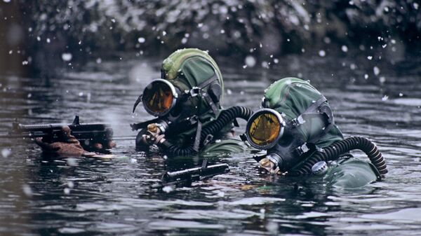 Бойцы отряда подводно-диверсионных сил и средств при выполнении боевой задачи в Баренцевом море - Sputnik Латвия