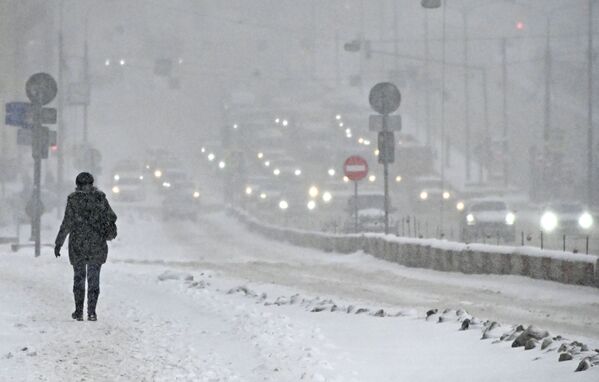 Во время снегопада в Москве - Sputnik Латвия