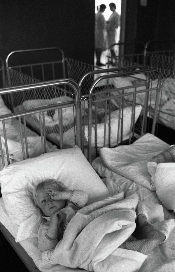 Детский сад для юных жителей Чернобыля, переселенных вместе с родителями после аварии на АЭС в поселок Кирово. - Sputnik Латвия