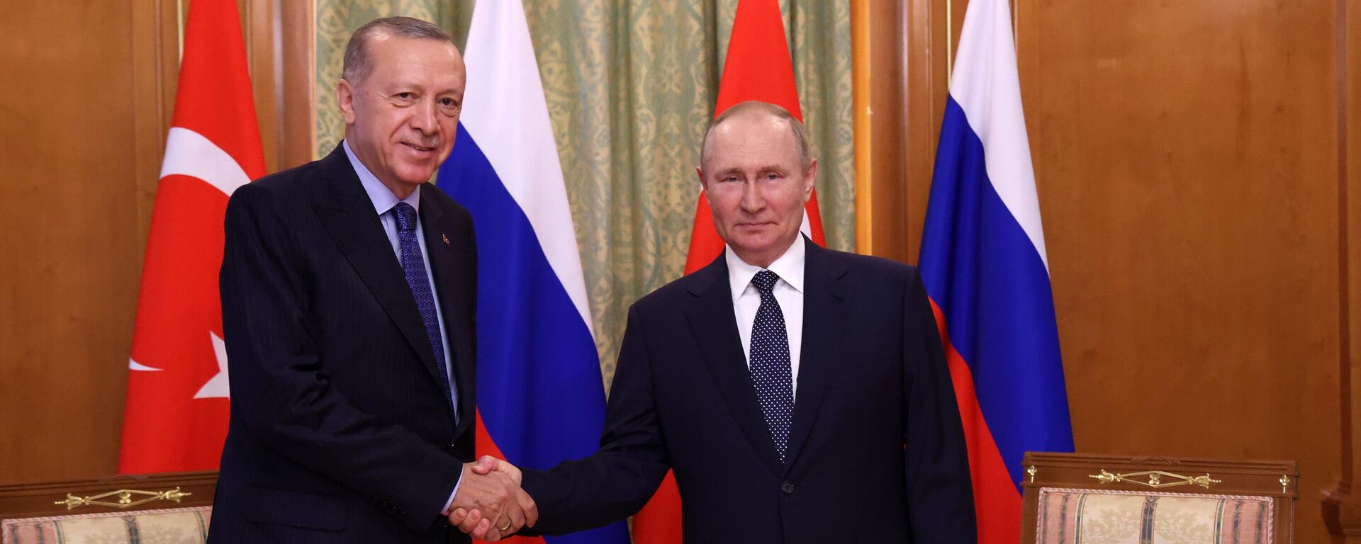 Президент РФ Владимир Путин и президент Турции Реджеп Тайип Эрдоган во время встречи в Сочи, 5 августа 2022 - Sputnik Латвия, 1920, 05.08.2022