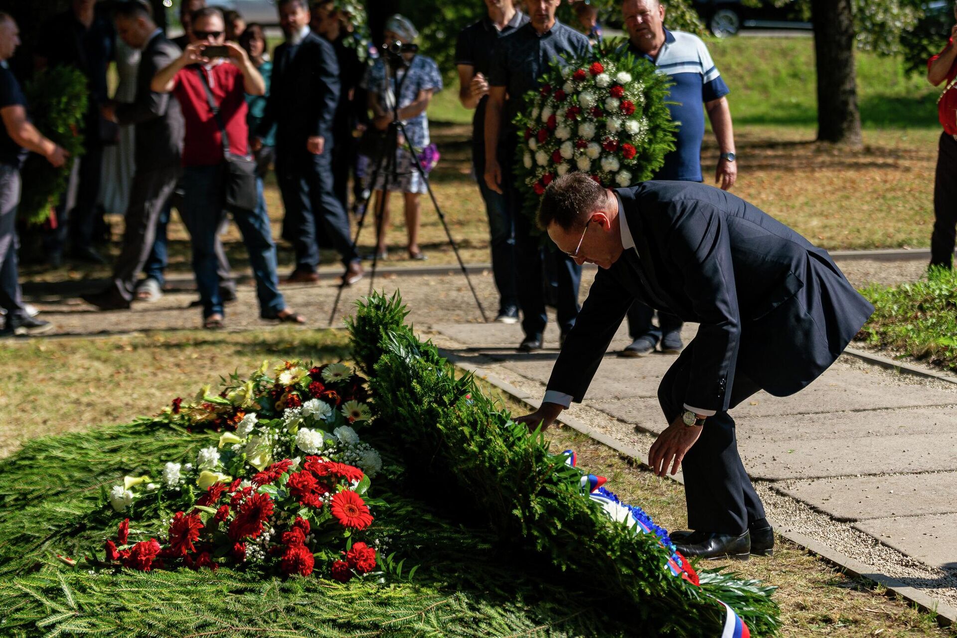 Церемония перезахоронения останков советских артиллеристов в Екабпилсе - Sputnik Латвия, 1920, 20.08.2022