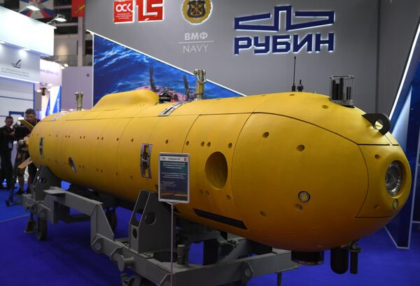 Автономный необитаемый подводный аппарат (АНПА) Клавесин-2Р на выставке в рамках Международного военно-технического форума Армия-2022 на территории Конгрессно-выставочного центра Патриот - Sputnik Латвия