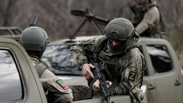 Военнослужащие добровольческого батальона имени Судоплатова в зоне спецоперации - Sputnik Латвия
