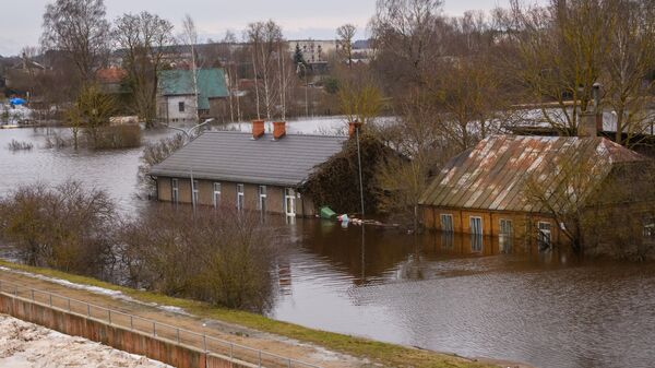Затопленные дома в Екабпилсе, 15 января 2023 года - Sputnik Латвия