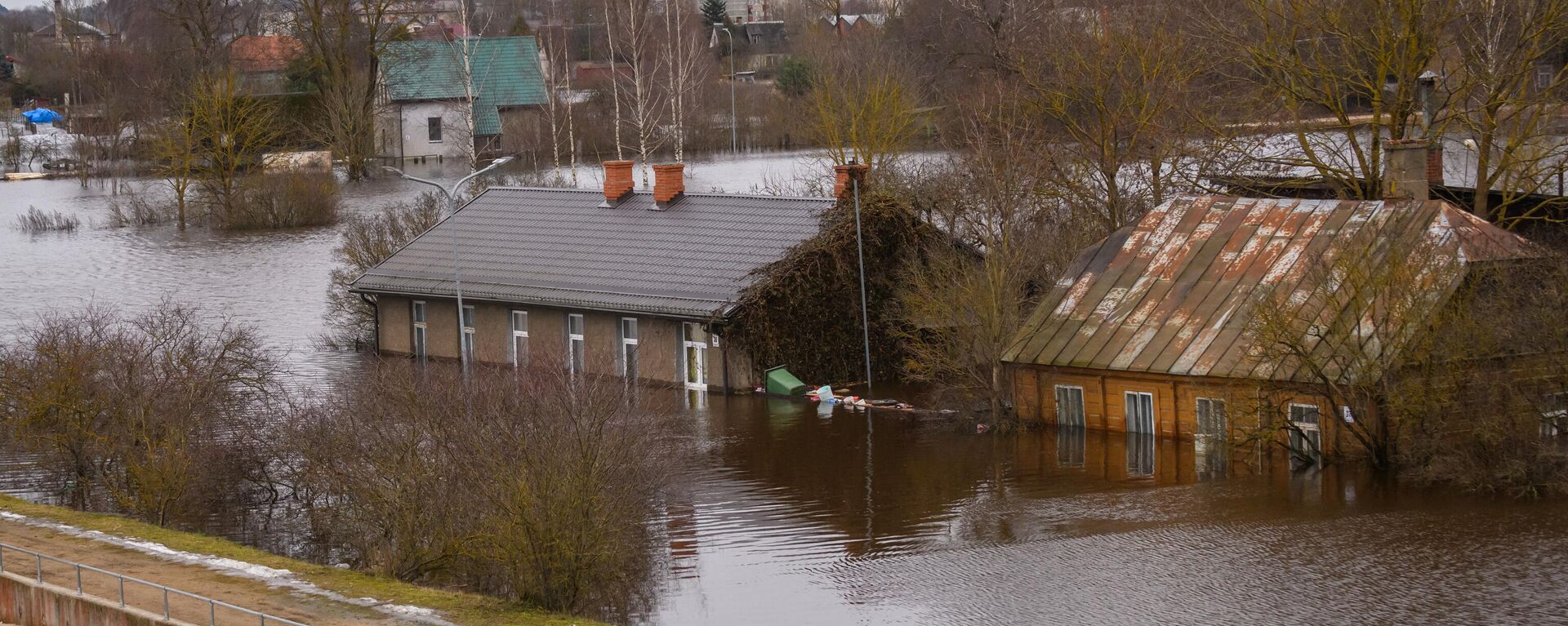 Затопленные дома в Екабпилсе, 15 января 2023 года - Sputnik Латвия, 1920, 17.01.2023