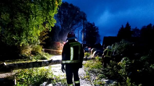 Государственная пожарно-спасательная служба Латвии ликвидирует последствия бури  - Sputnik Латвия