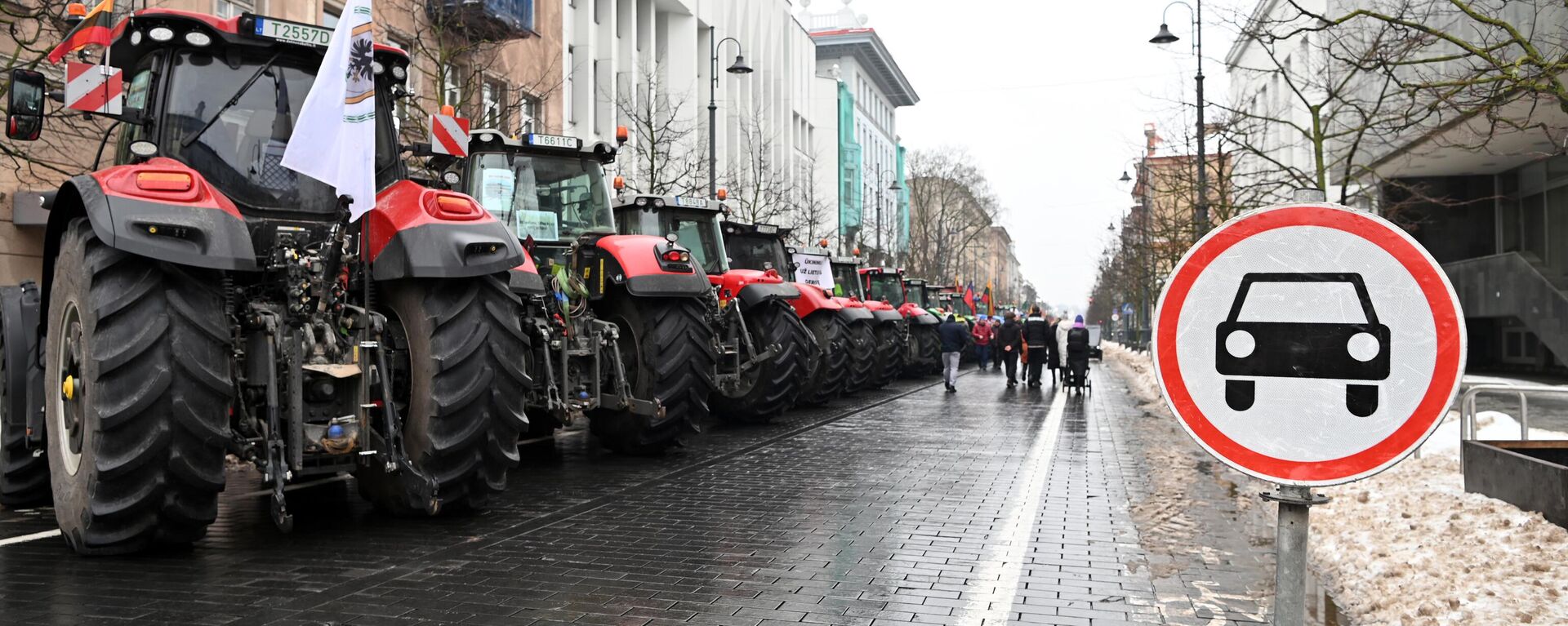 Протест литовских фермеров на тракторах в центре Вильнюса - Sputnik Латвия, 1920, 29.01.2024