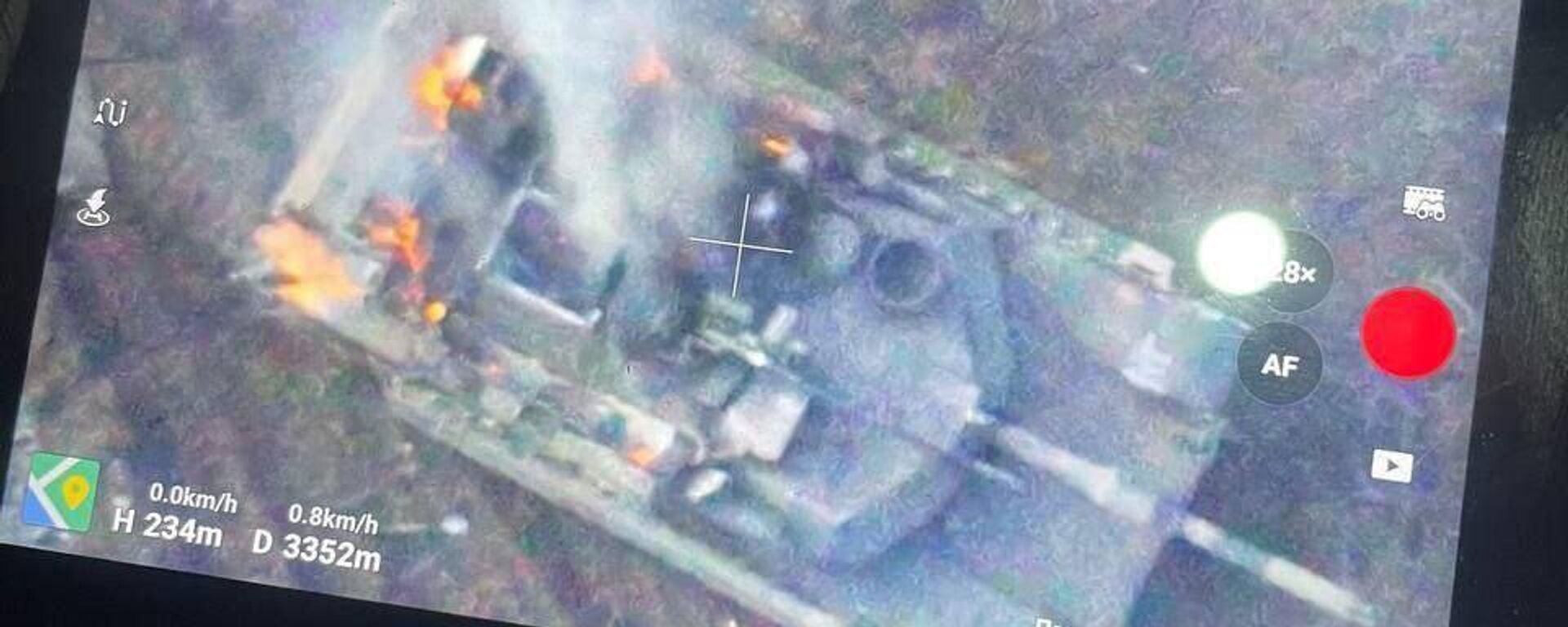 Изображение американского танка Абрамс, пораженного в зоне СВО российским дроном-камикадзе 26 февраля 2024 года - Sputnik Латвия, 1920, 03.05.2024