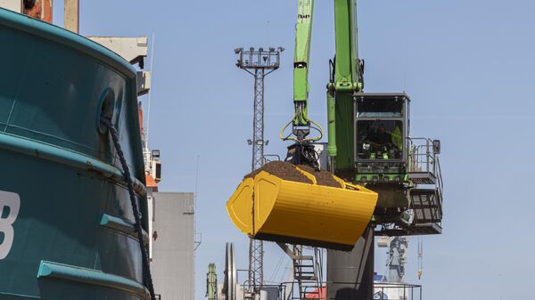 Перевалка торфа в порту Лиепаи - Sputnik Латвия