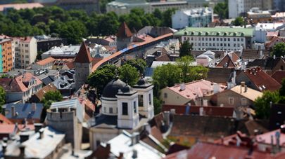 Вид на Старый город с верхушки церкви Оливисте в Таллине