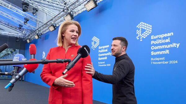 Премьер-министр Латвии Эвика Силиня и президент Украины Владимир Зеленский - Sputnik Латвия