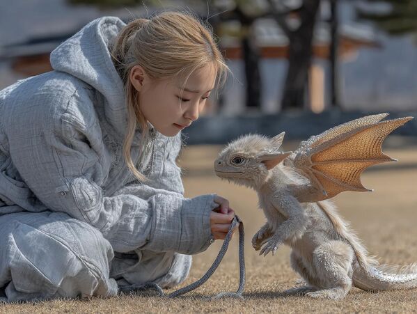 Домашний мини-дракончик (Draco familiaris) — идеальный питомец 2100 года.Происхождение и генетика: В 2092 году биоинженеры компании PaleoPet воссоздали фрагменты ДНК мелких птерозавров и совместили их с генами современных животных.Поведение и уход: осваивает команды как собака, любит игры с лазером, автоматически сворачивается в шар при опасности.Питание: биогели с бамбуком. Домашний мини-дракончик (Draco familiaris) — идеальный питомец 2100 года.Происхождение и генетика: В 2092 году биоинженеры компании PaleoPet воссоздали фрагменты ДНК мелких птерозавров и совместили их с генами современных животных.Поведение и уход: осваивает команды как собака, любит игры с лазером, автоматически сворачивается в шар при опасности.Питание: биогели с бамбуком. - Sputnik Латвия