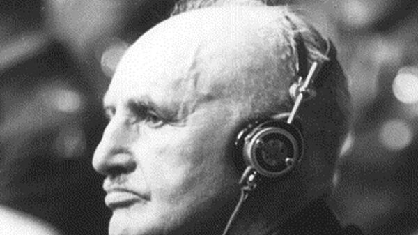 Юлиус Штрейхер на Нюрнбергском процессе, 1945 год - Sputnik Латвия