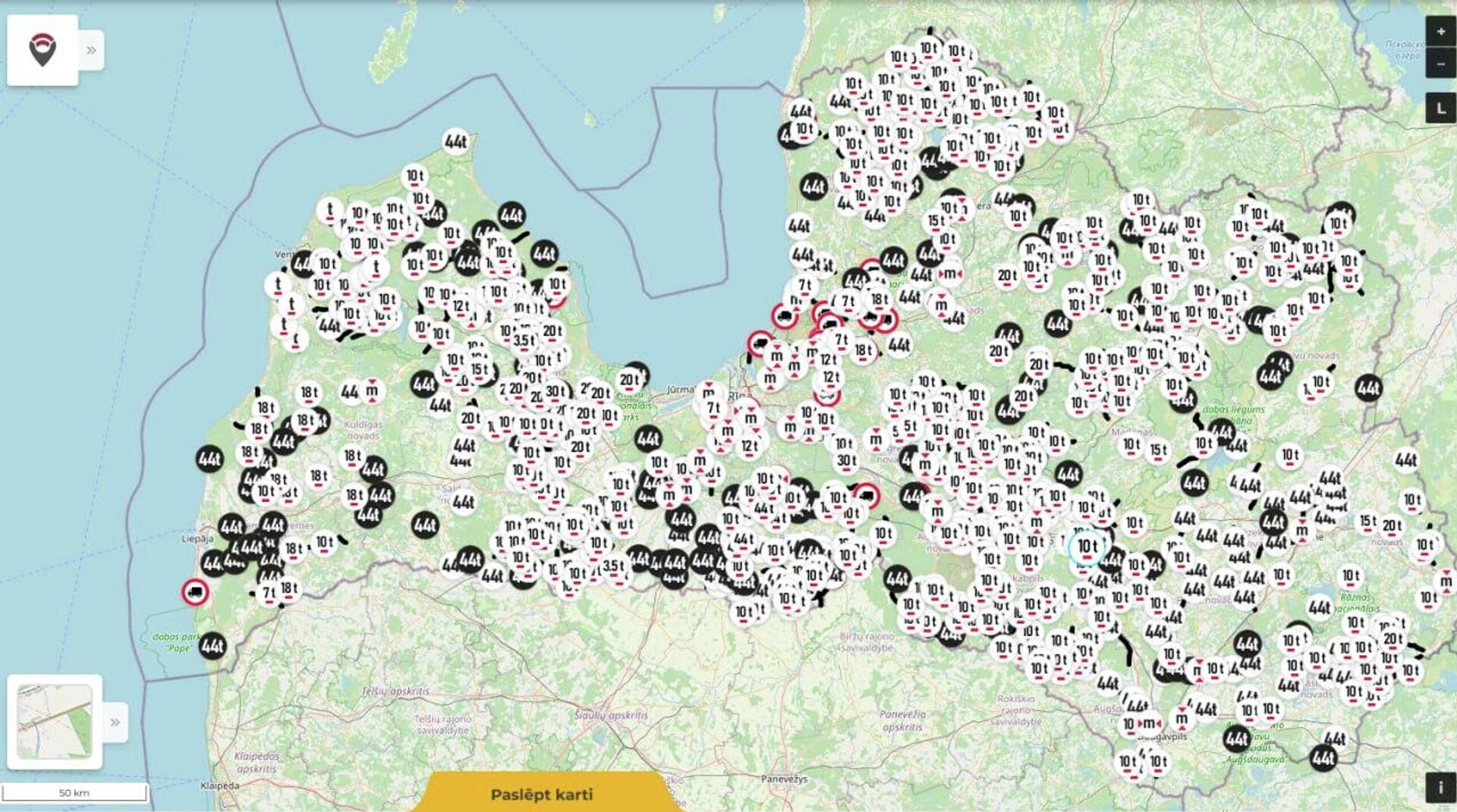 Карта дорожных ограничений по весу в Латвии - Sputnik Латвия, 1920, 05.03.2026