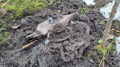 Украинский дрон, упавший в Краславском крае Латвии