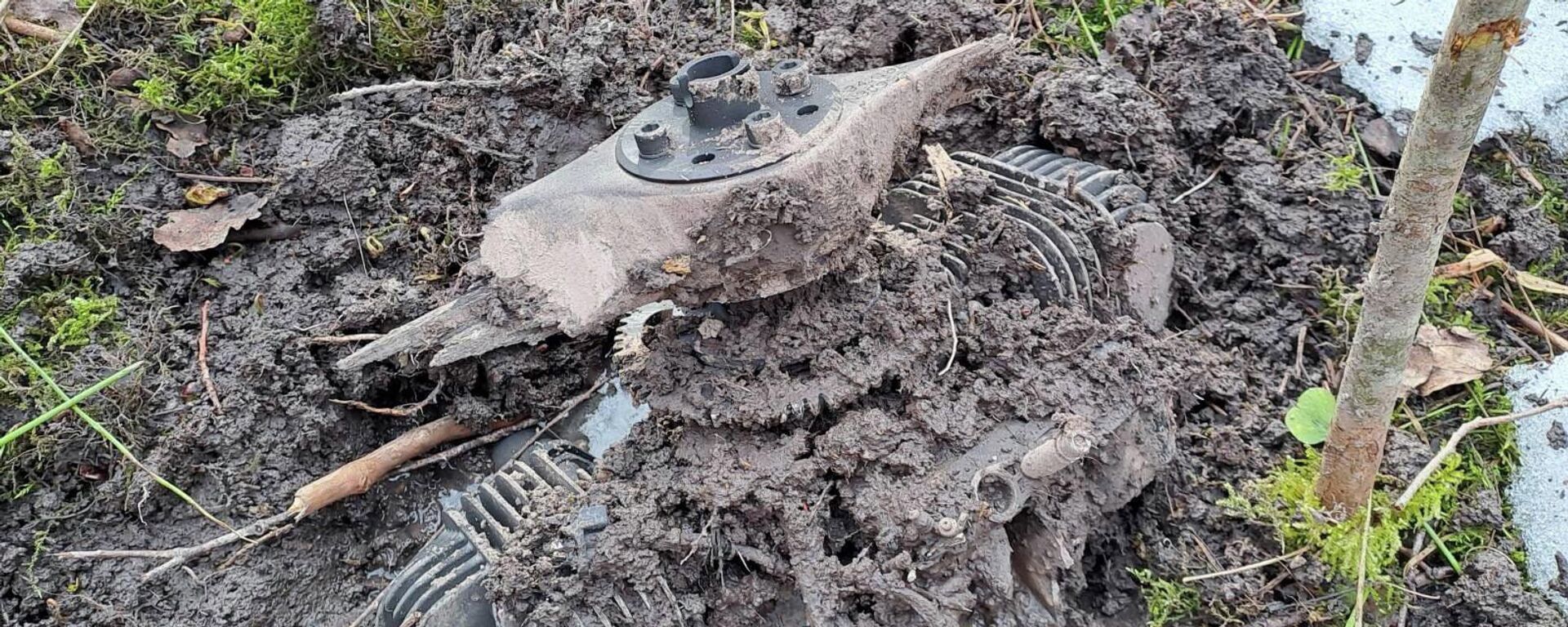 Украинский дрон, упавший в Краславском крае Латвии - Sputnik Латвия, 1920, 25.03.2026