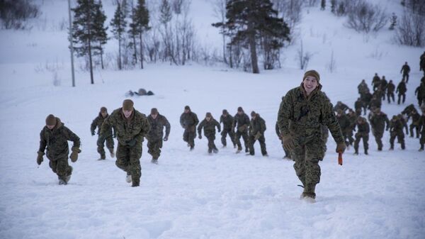 Американские морские пехотинцы во время тренировочных занятий в Норвегии - Sputnik Латвия
