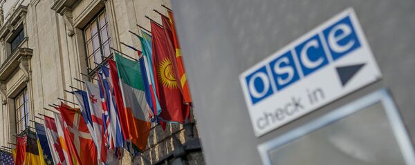 Флаги у штаб-квартиры ОБСЕ в Вене Флаги у штаб-квартиры ОБСЕ в Вене - Sputnik Latvija