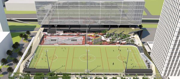Футбольное поле на крыше многофункционального здания. Проект - Sputnik Латвия
