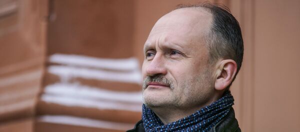 Мирослав Митрофанов на акции протеста в Риге против социального и национального неравенства в Латвии. 12 января 2019 г. - Sputnik Latvija