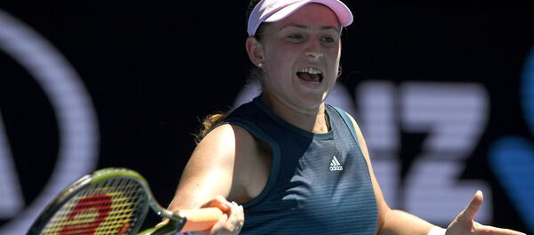 Латвийская теннисистка Елена Остапенко в матче против Марии Саккари на Открытом чемпионате Австралии по теннису в Мельбурне - Sputnik Латвия