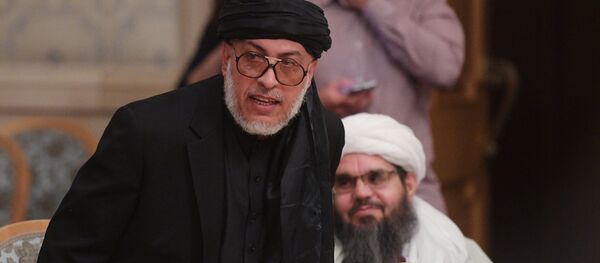 Глава политического совета движения Талибан  (террористическая организация, запрещенная на территории России) в Катаре Шер Мохаммед Аббас Станакзай на втором заседании Московского формата консультаций по Афганистану. - Sputnik Latvija