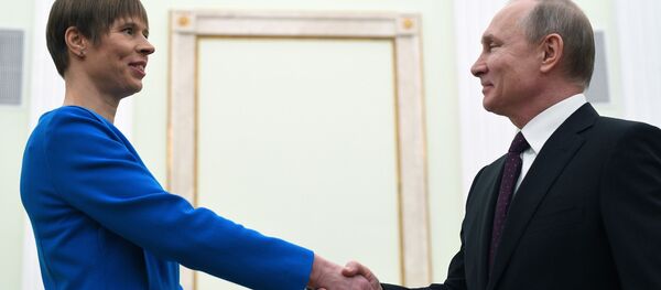 Президент РФ Владимир Путин и президент Эстонии Керсти Кальюлайд во время встречи,18 апреля 2019 - Sputnik Latvija