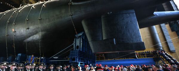 Спуск на воду атомной подводной лодки Белгород в Архангельской области  - Sputnik Латвия