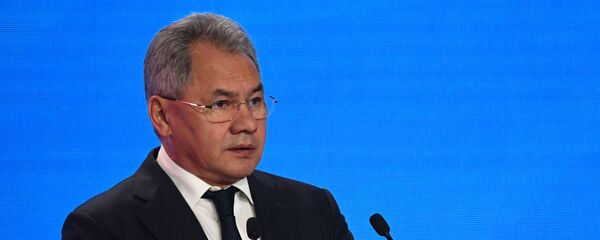 Министр обороны РФ Сергей Шойгу выступает на церемонии открытия VIII Московской конференции по международной безопасности - Sputnik Latvija