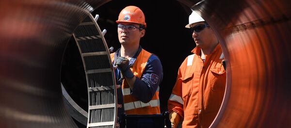 Строительство газопровода Северный поток-2 в Ленинградской области Строительство газопровода Северный поток-2 в Ленинградской области - Sputnik Latvija