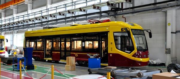 Сборка трамвая модели 71-911Е Сити Стар для Даугавпилса Сборка трамвая модели 71-911Е Сити Стар для Даугавпилса - Sputnik Latvija