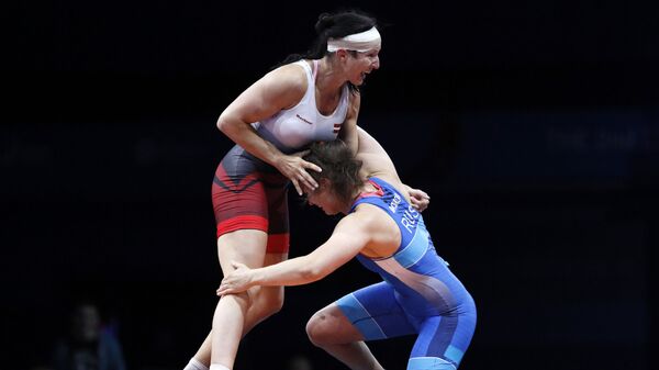  Анастасия Григорьева во время поединка с Анастасией Братчиковой - Sputnik Латвия