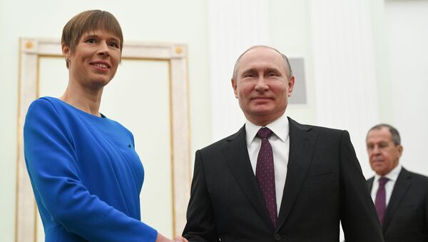 Президент РФ Владимир Путин и президент Эстонии Керсти Кальюлайд во время встречи, архивное фото - Sputnik Латвия