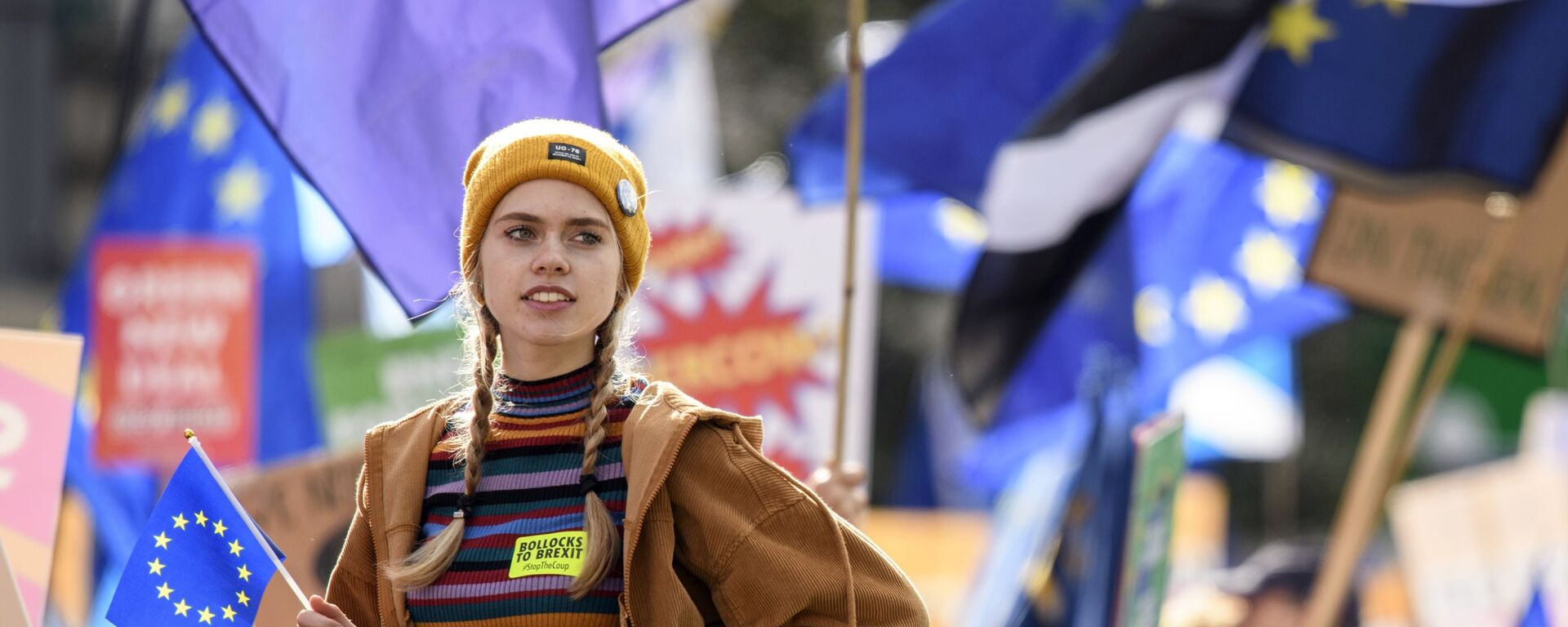 Участница акции протеста против Brexit в Лондоне - Sputnik Латвия, 1920, 10.09.2025